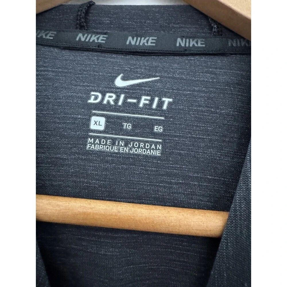Nike YXL Gray/Black Logo Hooded Dri-Fit Long Sleeve T-Shirt